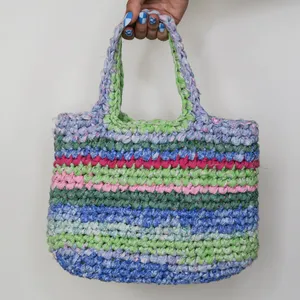 Handmade Colorful Woven Rag Rug Boho Handbag thumbnail 2