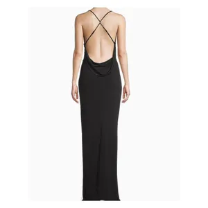 Saks Fifth Avenue Katie May Womens Full Length Event Evening Dress Slit Black Open Back Maxi Small thumbnail 5