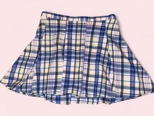 SO Pink Plaid Mini Skirt Blue Size 8 thumbnail 1