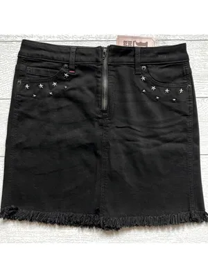 Idyllwind Jean Skirt Frayed Studded mini denim Fueled By Miranda Lambert Black thumbnail 2