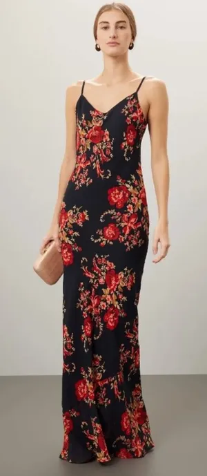 Reformation Para Maxi Floral Dress size Small damaged hem thumbnail 1