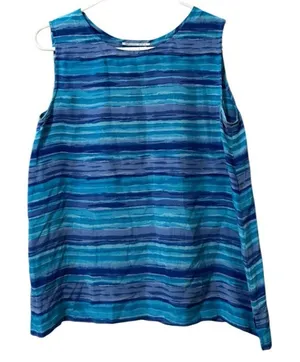 Pendleton Women 100% Silk Sleeveless Blue Size 8 Lightweight‎ Shirt Top Classic thumbnail 1