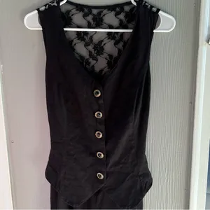 Vintage 80’s 90’s Black Lace-Up Jumpsuit‎ with Relaxed Fit sz 10 Carol Anderson thumbnail 3