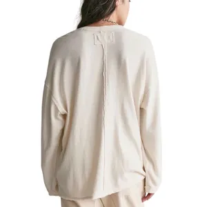 Free People We The Free Fly By Long Sleeve Tshirt Ivory Combo Star Embroidered M thumbnail 4