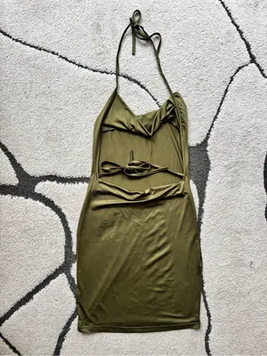 Amazon Olive Green Halter Mini Dress thumbnail 5