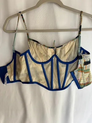Out From Under (Urban Outfitters) patchwork corset crop top size S thumbnail 2