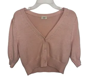 Aritzia Wilfred Merino Wool Blend Blush Pink Canterbury Crop Cardigan S thumbnail 1