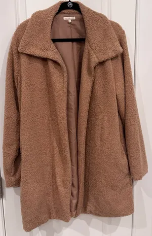 Kate & Sam Camel Faux Shearling Teddy Coat (Large) | Cozy Chic Neutral Staple thumbnail 2