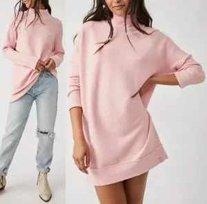 We The Free Pink Free People Casey Ribbed Knit Mock Neck Tunic Longline Sweater thumbnail 2