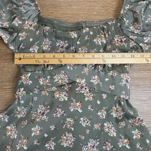 Altar'd State Dress Women S Sage Floral Puff Sleeve Mini Tie Back Cottagecore thumbnail 5