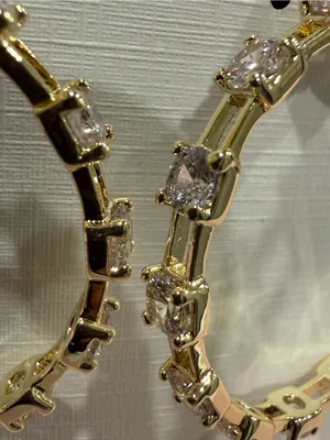 Kendra Scott | Gold Plated Crystal Hoop Earrings | Medium thumbnail 4