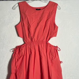 Rails Women Coral Pink Organic Cotton Tencel Cut-Out Midi Dress Small Sleeveless thumbnail 3