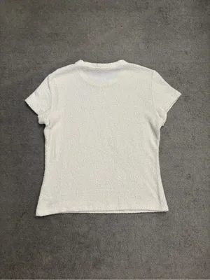 Theory Knit Boucle Short Sleeve Tee Sweater Ivory Women’s thumbnail 2