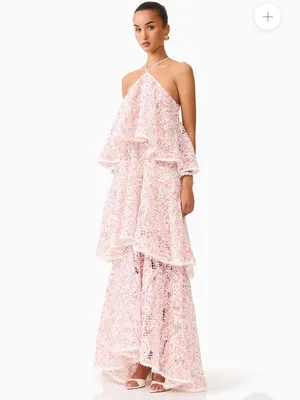 Elliatt Valencia Lace Tiered Halter Maxi Dress thumbnail 5