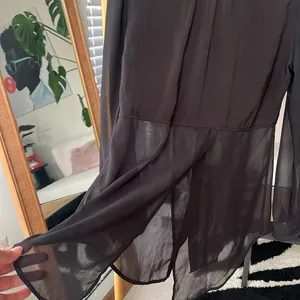 Free People Black Sheer Button-Up Blouse thumbnail 3