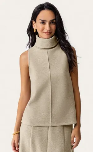 OGL Turtleneck Split Hem Top Sleeveless FuzzLuxe Heather Morganite Size Small thumbnail 1