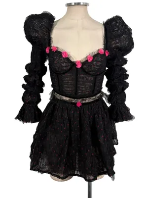 NEW For Love and Lemons romantic gothic coquette corset top mini skirt Set thumbnail 2