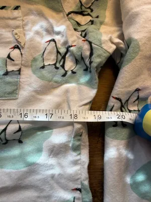Munki Munki White Mint Green Penguin PJ Top Size M Medium Flannel thumbnail 9