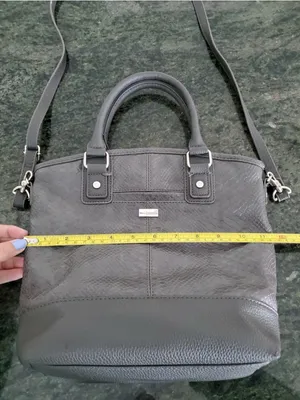 Black Textured Crossbody Satchel Bag with Top Handles thumbnail 3