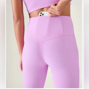 Athleta NWT Purple Fitness Ribbed Elation Gym Yoga Large UV Wicking Leggings thumbnail 9