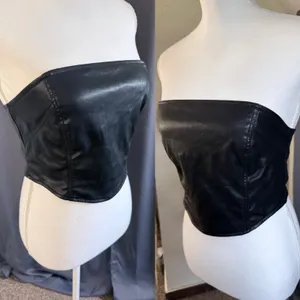 Kendall‎ & Kylie Black Faux Leather Corset Tube Top Y2K Festival Medium thumbnail 2