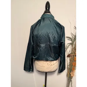 Alo Yoga afterglow Womens Half Zip Cropped Windbreaker Jacket Teal‎ Green thumbnail 4