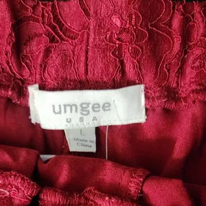 Umgee Women Shorts Red‎ Floral Lace Scalloped Hem Shorts, L thumbnail 2