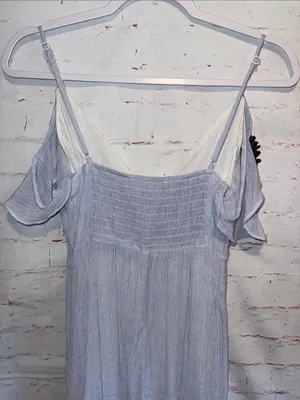 Astr the Lable Light Blue High-Low Maxi Dress with Ruffle Straps button down S thumbnail 5