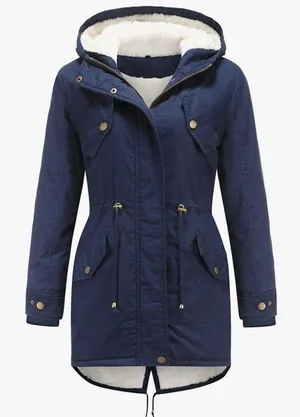 NEW Hooded Winter Coat Warm Fleeced Lined Long Jackets Thick Parka Jacket M thumbnail 1