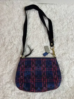 Coach Navy and Pink Plaid Crossbody thumbnail 13