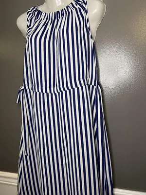 Juicy Couture Dress Womens Small Blue Stripe Belted Sleeveless Shift Nautical thumbnail 5