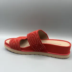 Donald Pliner Cait Sandals Size 9 Red Wedge Slides Summer Tomato Girl Mules thumbnail 6