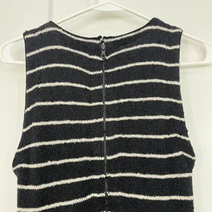 Alice + Olivia Small Black, White Monah Pinstripe Stretch Knit Sleeveless Dress thumbnail 10