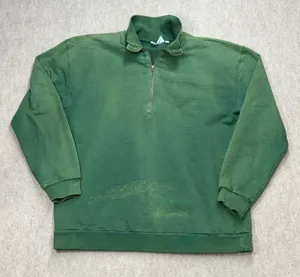 Private Line Quarter Zip Sweatshirt Womens M Green Vintage Distressed Streetwear thumbnail 1