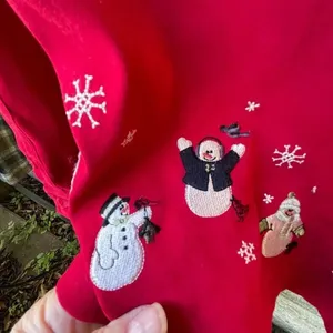 Christopher & Banks size Large embroidered snowman lightweight jacket thumbnail 8