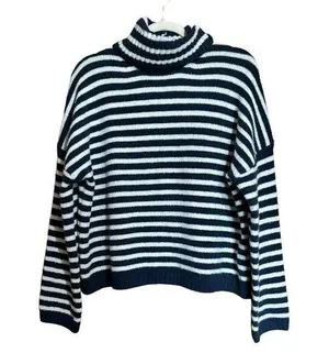 Abercrombie & Fitch Sweater Womens Small Multicolor Stripe Chunky Pullover Mock thumbnail 1