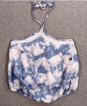 Hollister Halter Top Size X-Small Blue Sky Elastic Crop Waist Crochet Trim New thumbnail 1