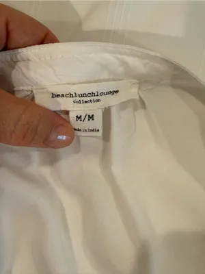 BeachLunchLounge White V-Neck Long Sleeve Blouse Medium thumbnail 8