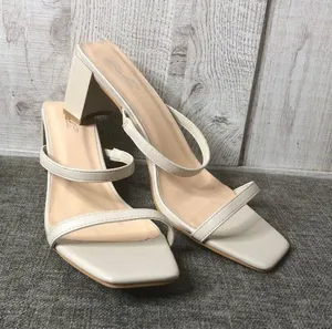 Katlui Womens Sandals 9.5 Beige Apricot Slip On Heels Open Toe Summer Strappy thumbnail 1