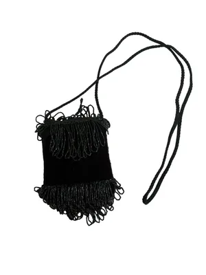 VINTAGE Black Beaded Cocktail Beaded Evening Bag thumbnail 3