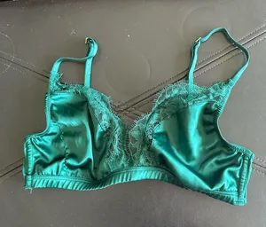 Victoria's Secret Satin & Lace Bralette in Emerald Green thumbnail 1