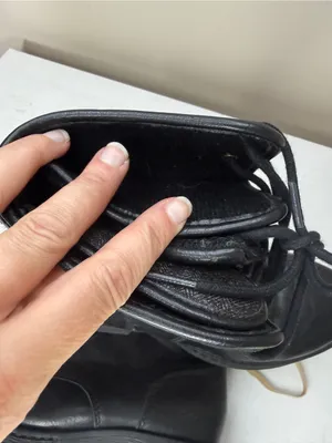 b.o.c. Black Leather Combat Boots Fold Over Cuff Sz 7 Moto Fall Boho Witchy thumbnail 8