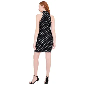 NWT Rachel By Rachel Roy Harland Printed Halter Polka Dot Dress Black / White S thumbnail 4