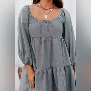Carly Jean Los Angeles CJLA Isadora On Off Shoulder Tiered Front Tie Dress L thumbnail 2
