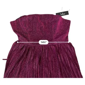 Lulu's Party Era Magenta Sparkly Lace-up Pleated Skater‎ Dress MEDIUM NWT Party thumbnail 8