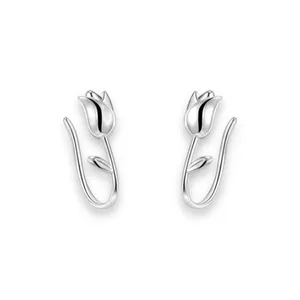 Flower Stud Earrings for Women Silver thumbnail 1