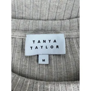 Tanya Taylor Kelsey Rib Knit Twist Front Long Sleeve Top‎ Beige M thumbnail 11