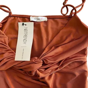 Better Be Ruched Body-con Plunge Mini Dress In Burnt Orange thumbnail 8