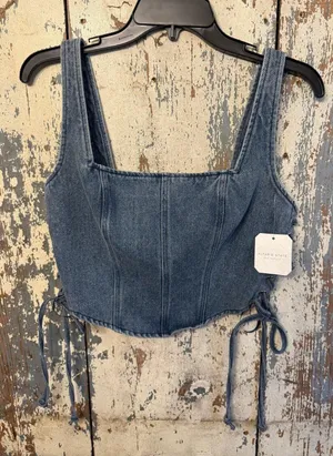 NWT Altar'd State Blue Denim Jean Corset, size Large thumbnail 1