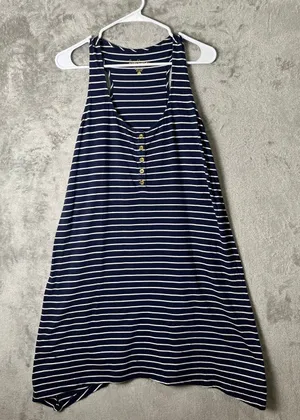 Lilly Pulitzer Jennalyn Pima Cotton‎ Navy Stripe Asymmetrical Tank Dress Small thumbnail 1